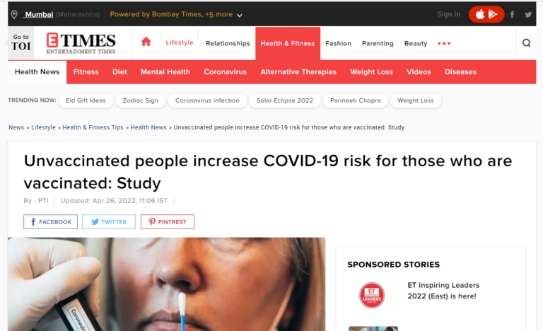 https://timesofindia.indiatimes.com/life-style/health-fitness/health-news/unvaccinated-people-increase-covid-19-risk-for-those-who-are-vaccinated-study/articleshow/91090417.cms