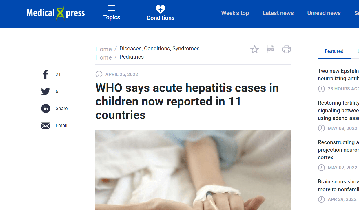 https://medicalxpress.com/news/2022-04-acute-hepatitis-cases-children-countries.html